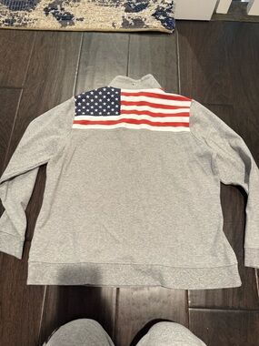 Vineyard Vines Gray Half-Zip Pullover with Red Interior